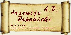 Arsenije Popovicki vizit kartica